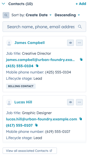 Updated CRM Association Cards