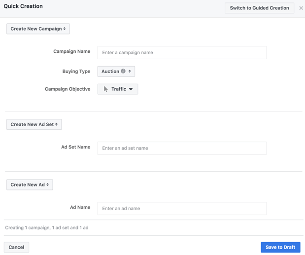 Facebook Ad Manager - Steg 1