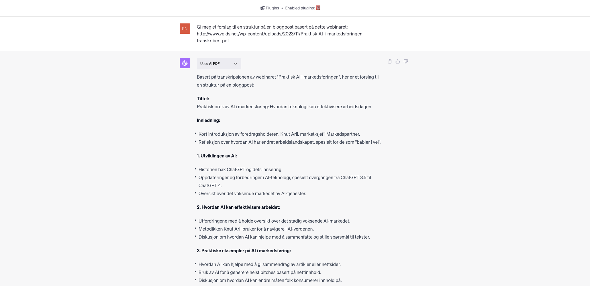 Praktisk bruk av Ai - eksempel