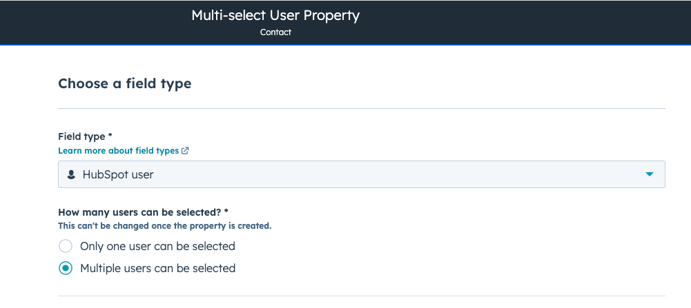 Multi select user property