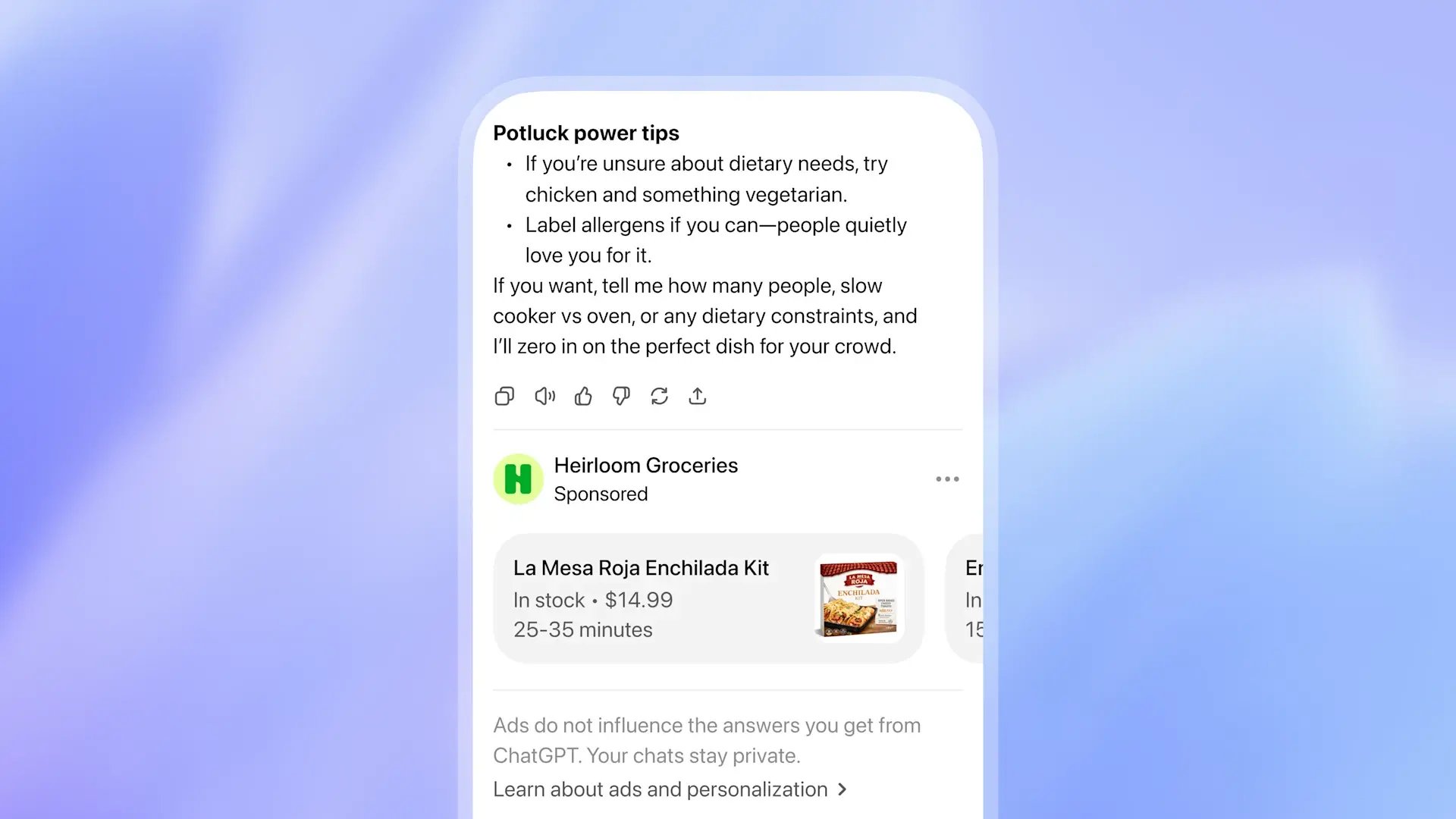 OpenAI ChatGPT ads screenshot