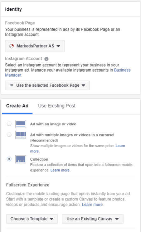 Facebook collection ads eksempel 1