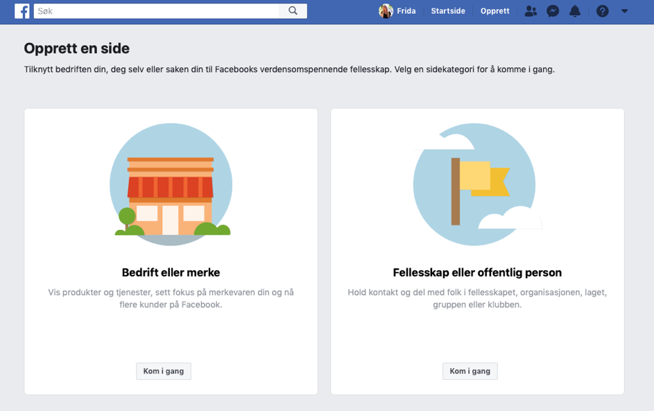 Opprette firmaside på Facebook