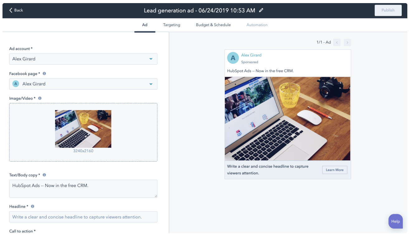 Native Lead Ads HubSpot