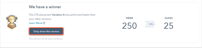 HubSpot CTA test winner