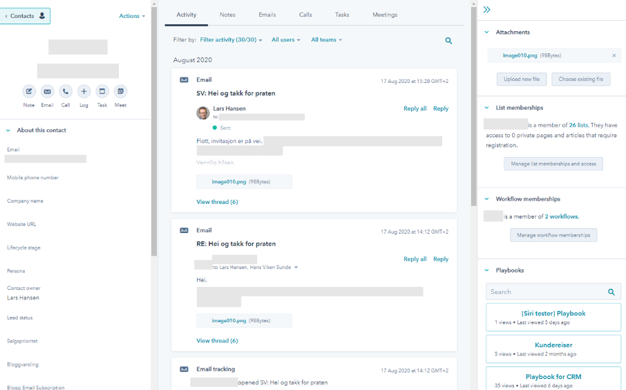Epost kommunikasjon fra outlook og direkte inn i HubSpot