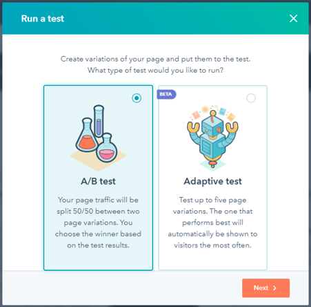 A/B test a landing page