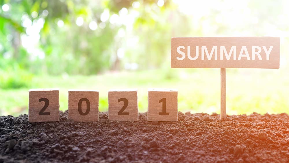 byggeklosser med 2021 på og et skilt med summary 