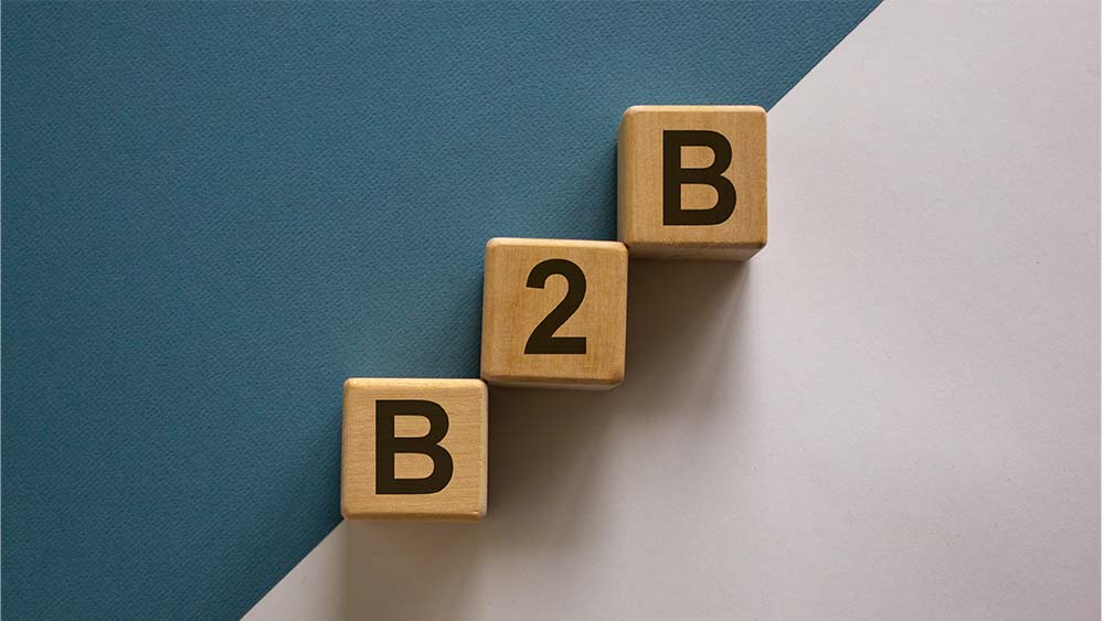 Tre byggeklosser med B2B 